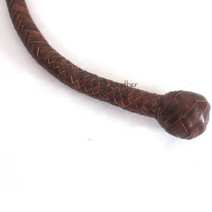 Kangaroo Hide Leather & Shot Loaded Snake Whip 4, 5, 6 or 8 Feet 12 Strands Dark Brown