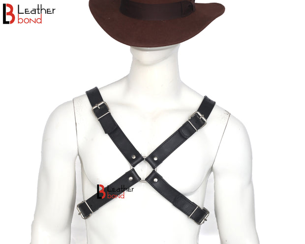 Double Folded Real Cowhide Leather Harness for Men Cross shape Chest Harness Shoulder Harness Men Fetish Wear