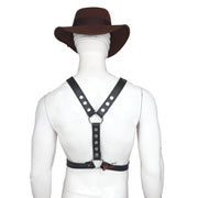 Double Folded Real Cowhide Leather Harness for Men Y shape Chest Harness Shoulder Harness Men Fetish Wear