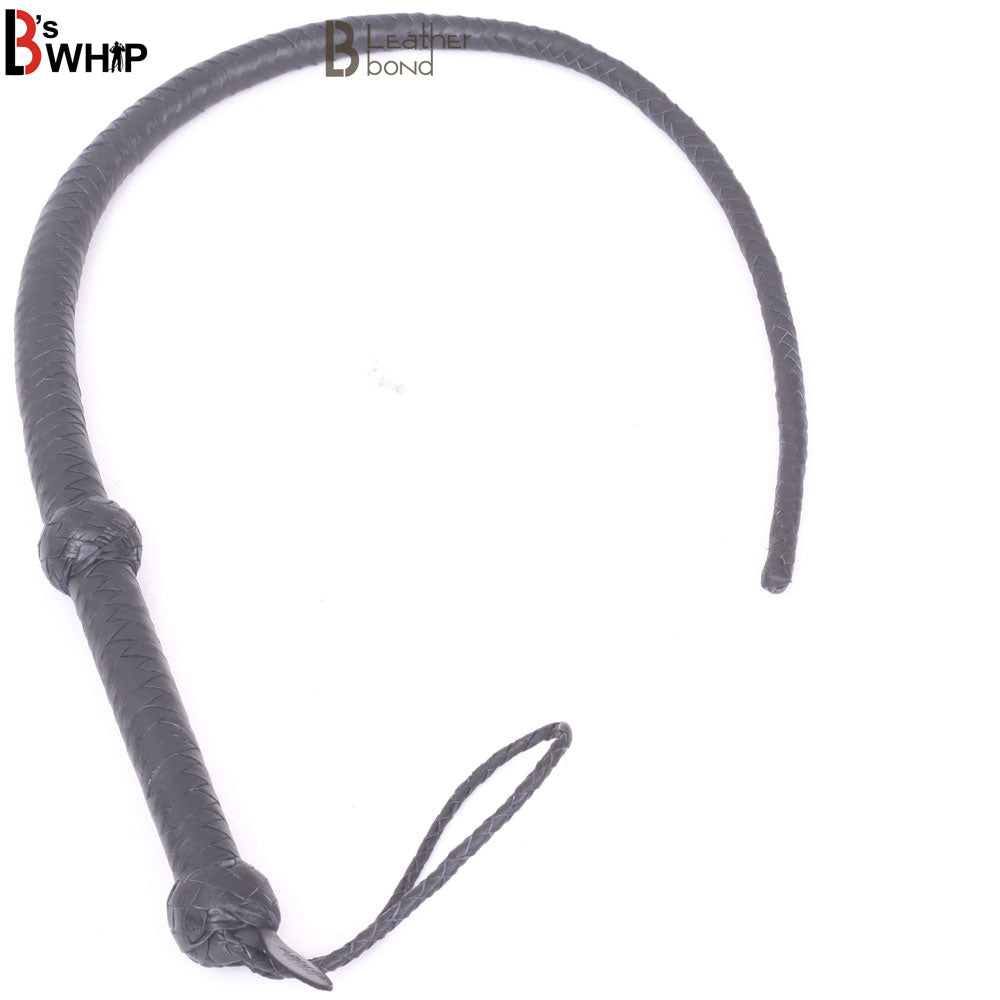Bull Whip 3 Foot 8 Plaits Cowhide Leather Bullwhip Black Single Tail