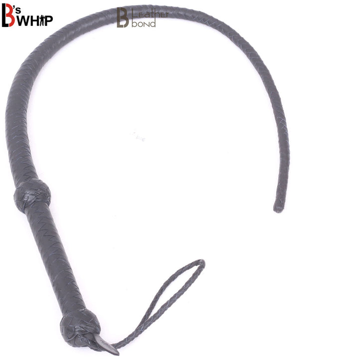 Bull Whip 3 Foot 8 Plaits Cowhide Leather Bullwhip Black Single Tail