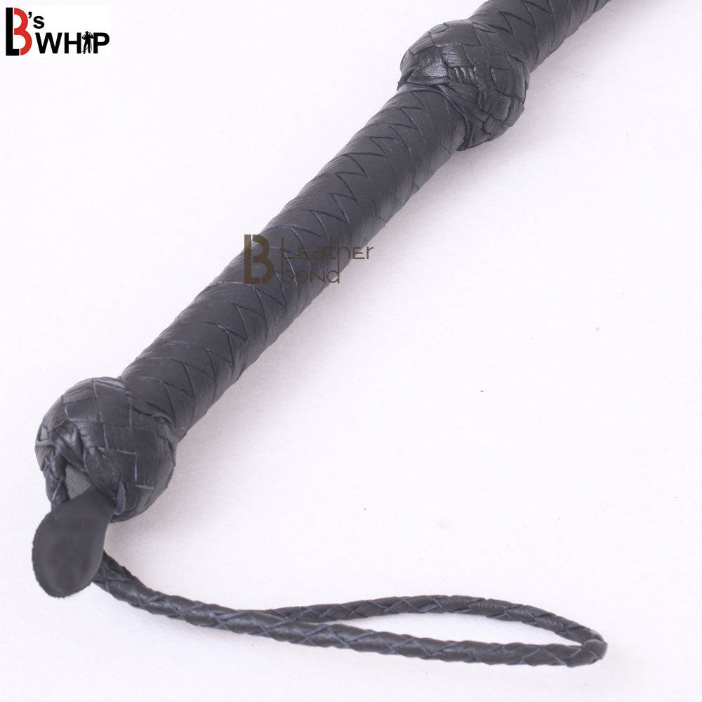 Bull Whip 3 Foot 8 Plaits Cowhide Leather Bullwhip Black Single Tail