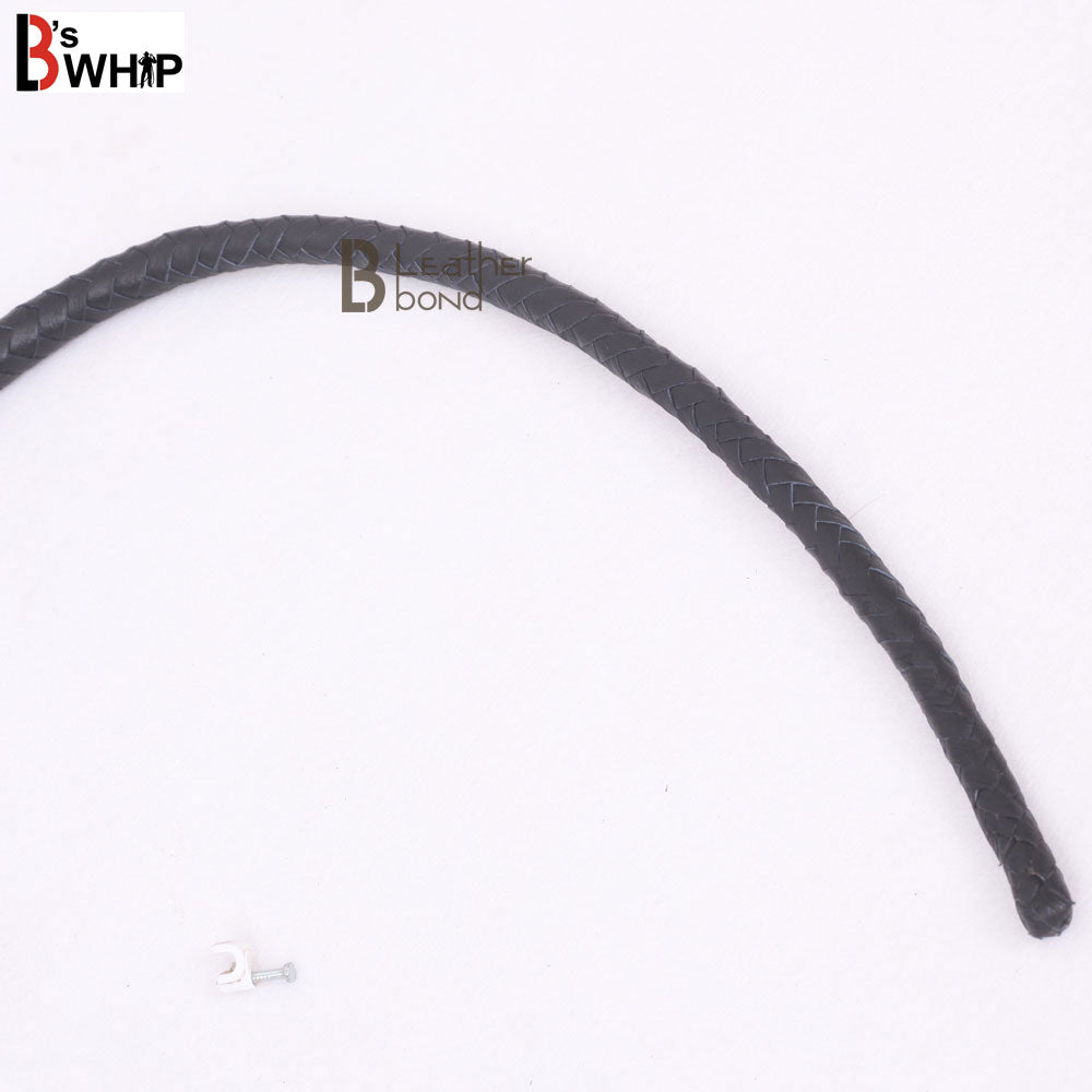 Bull Whip 3 Foot 8 Plaits Cowhide Leather Bullwhip Black Single Tail