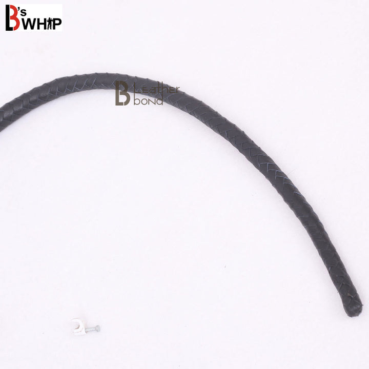 Bull Whip 3 Foot 8 Plaits Cowhide Leather Bullwhip Black Single Tail