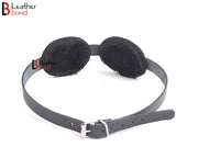 Blindfold Adjustable Aviator Style Real Cowhide Leather and Fur Lining Blind Fold For Fetish Play BDSM Play Bondage Restraint