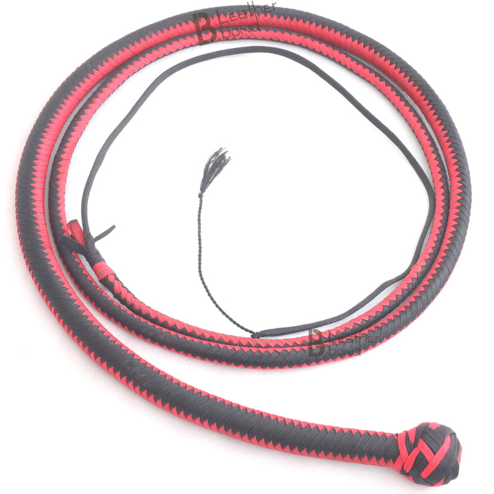 Nylon Paracord Hand Crafted Snake Whip 4 Foot with Complete Leather Belly & Bolster Inside