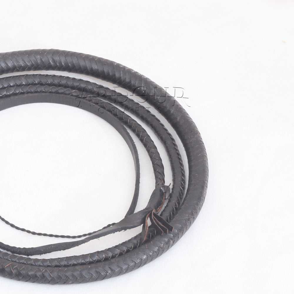 Kangaroo Hide Leather & Shot Loaded Snake Whip 4, 5, 6 or 8 Feet 12 Strands Black