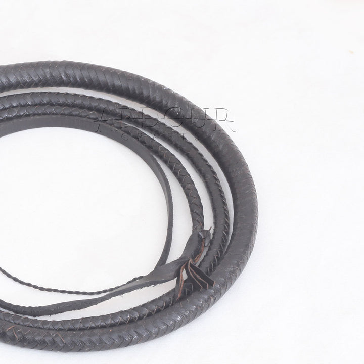 Kangaroo Hide Leather & Shot Loaded Snake Whip 4, 5, 6 or 8 Feet 12 Strands Black