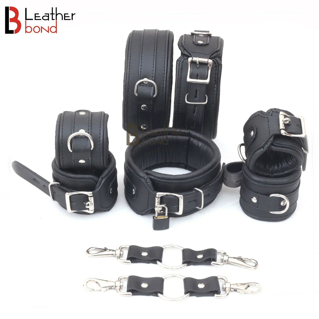 Ankle Cuffs Bondage Kit | Padded Leather Thigh Wrist BDSM Set Leather Bond Ankle Cuffs Bondage Kit | Padded Leather Thigh Wrist BDSM Set Leather Bond
