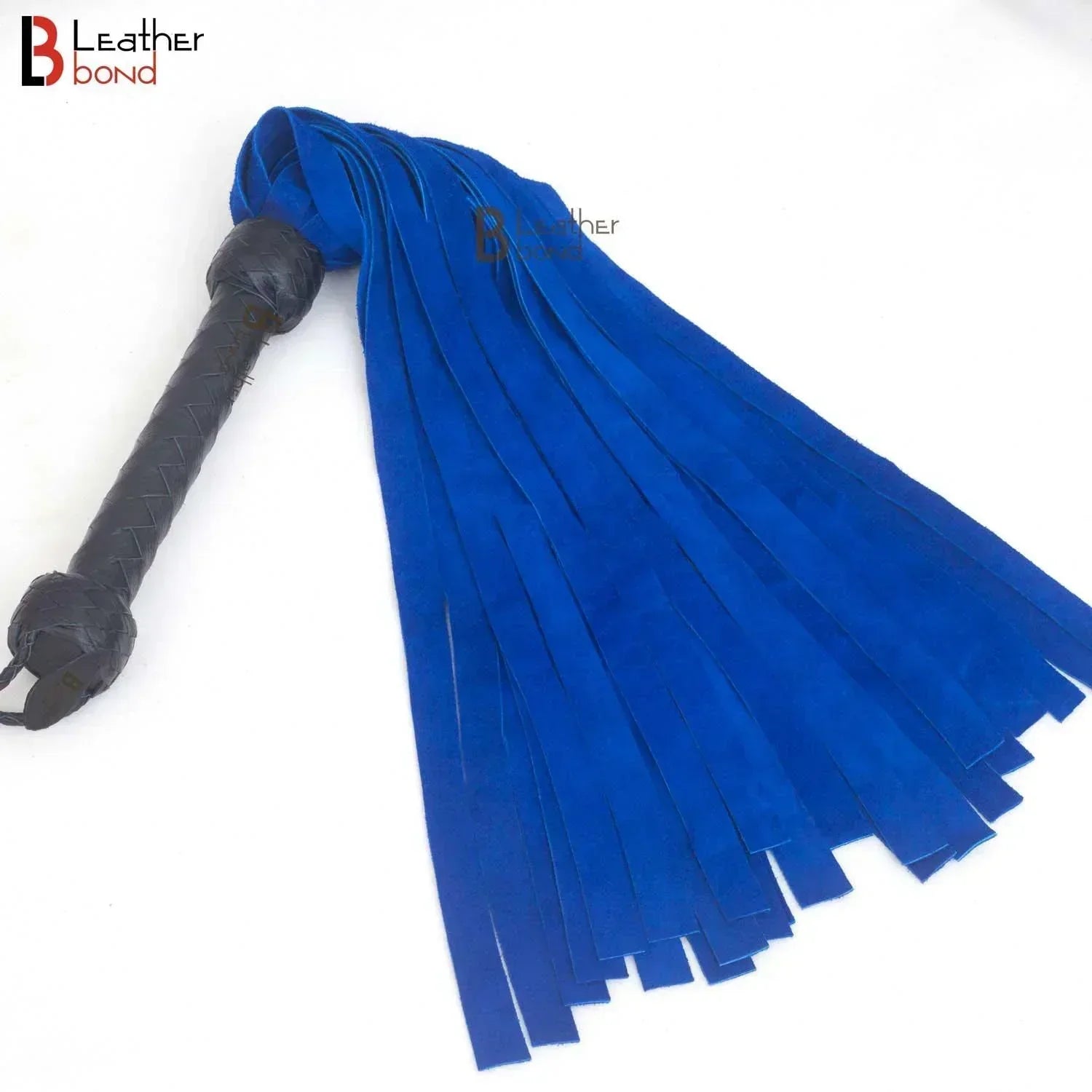 Blue & Black Suede Leather Flogger – 25 Falls BDSM Whip Handle ...