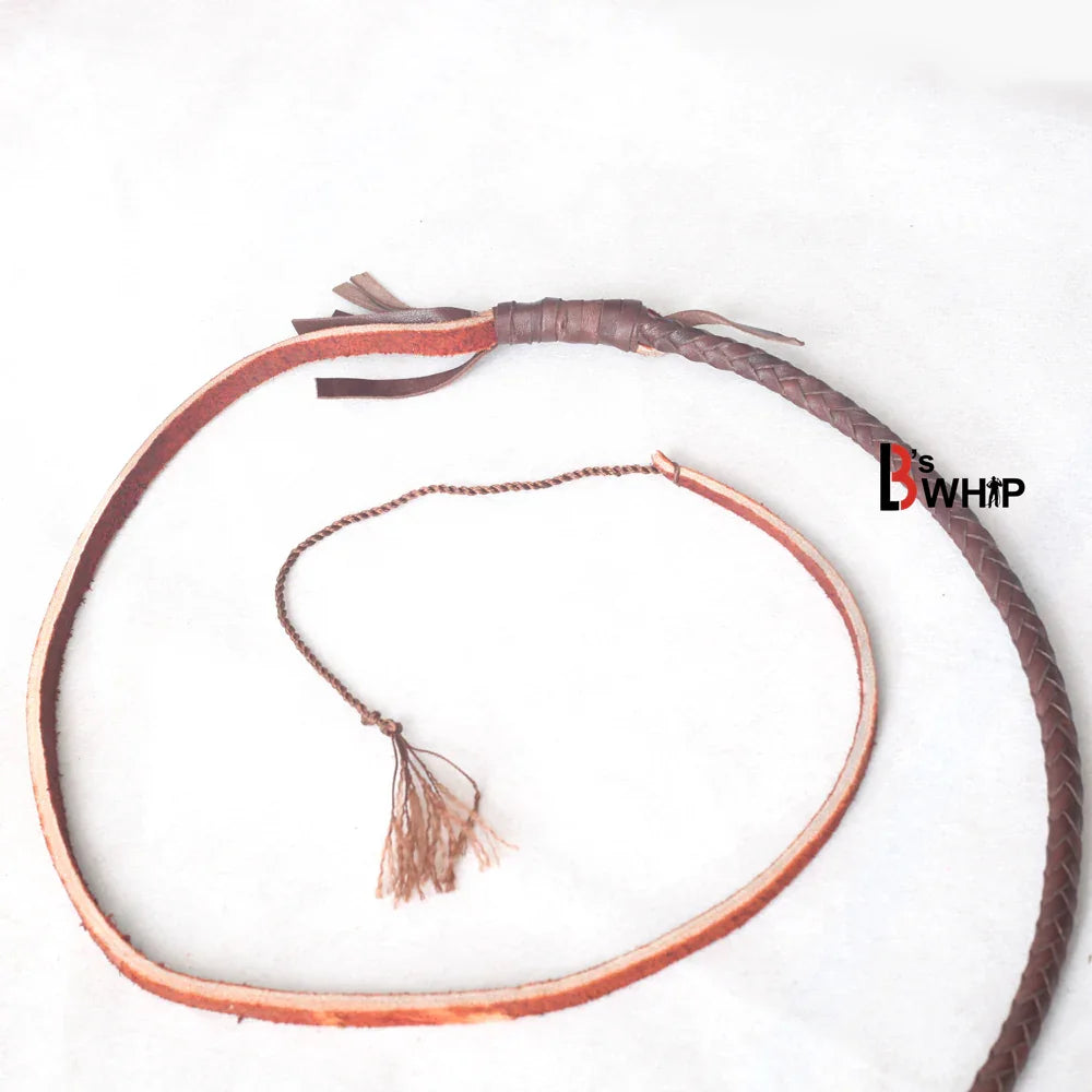 Close view of the bullwhip’s Leather Fall and Nylon Cracker / Popper