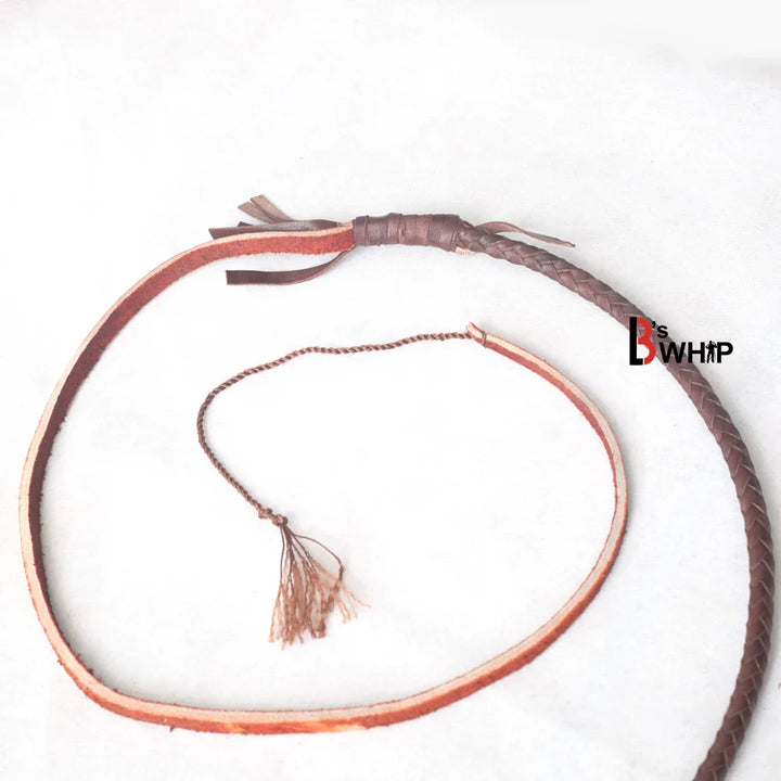 Close view of the bullwhip’s Leather Fall and Nylon Cracker / Popper