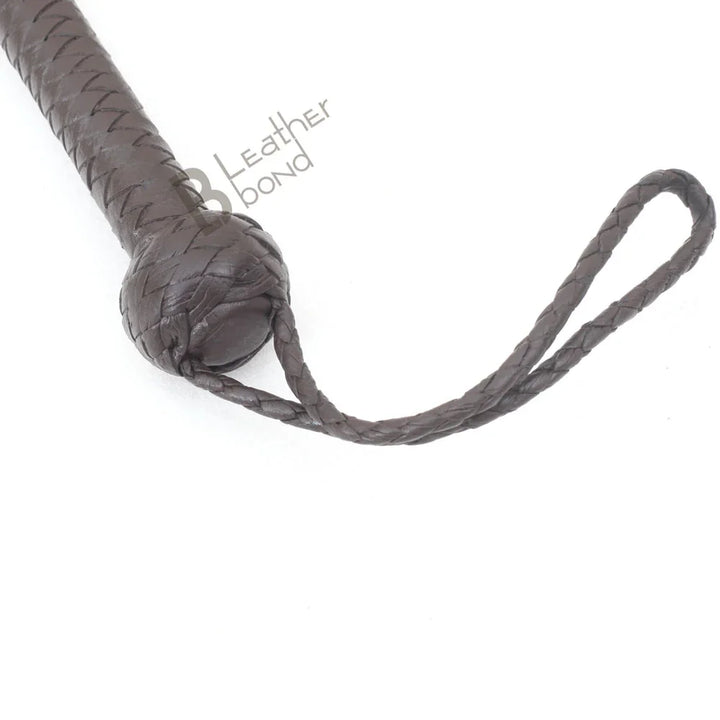 Indiana Jones 6ft, 8ft, 10ft & 12ft with 8 Plait Dark Brown Bullwhip Real Genuine Cowhide Leather Bull Whip - Leather Bond