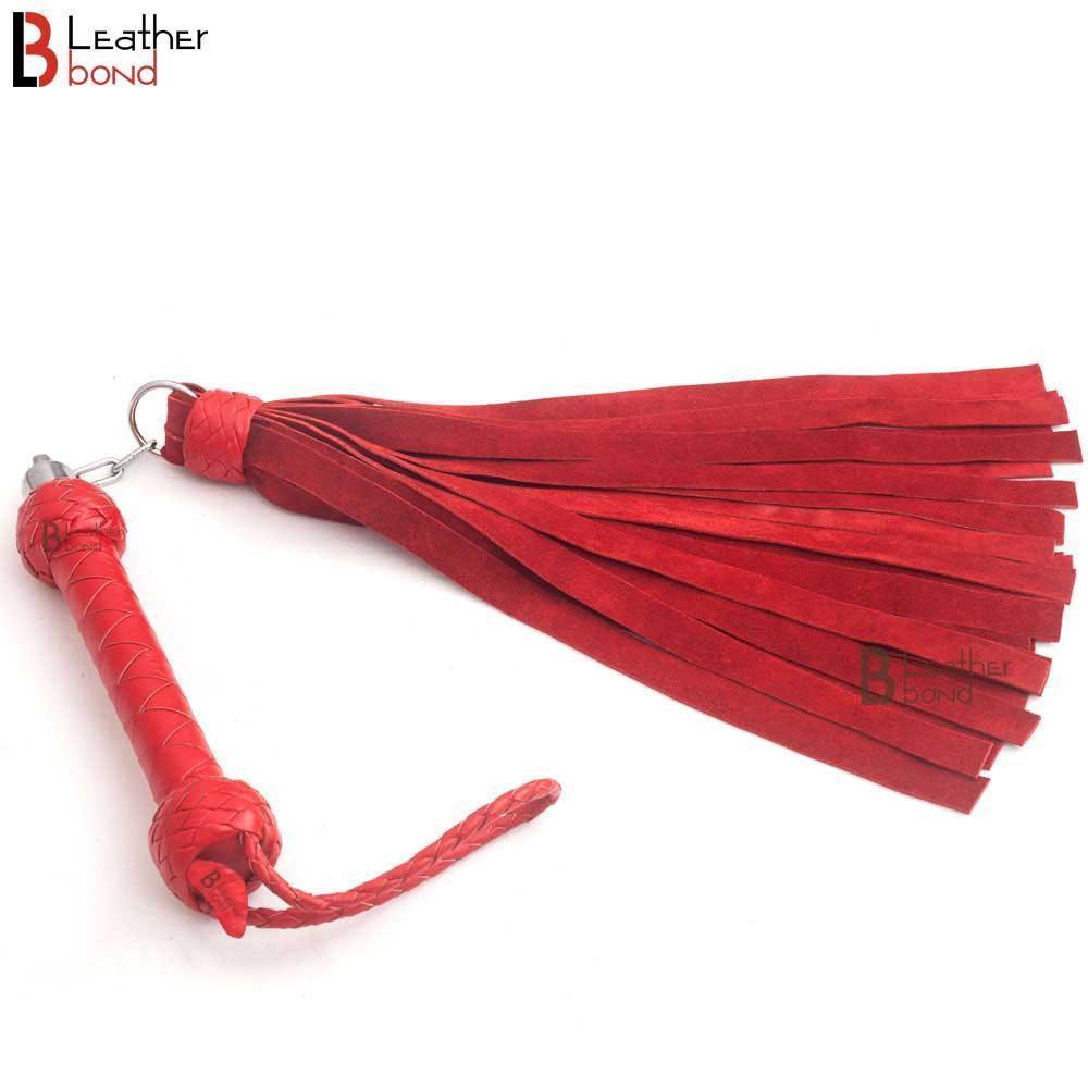 LB's Whip 25-Fall Purple Cowhide Leather Flogger With Revolving Nunchaku Handle