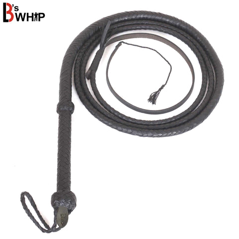 Indiana Jones Style 8 Feet Long 8 Plait  Leather Bullwhip Real Cowhide Leather Bull Whip Black