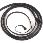 Indiana Jones Style 8 Feet Long 8 Plait  Leather Bullwhip Real Cowhide Leather Bull Whip Black - Leather Bond