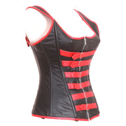 Genuine Real Sheep Leather & Stainless Steel Spiral Bones Over Bust Corset