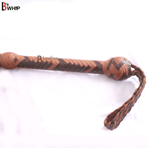 Indiana Jones Style 6 Foot 16 Plait Dark Brown Leather Bullwhip Real Cowhide Leather Bull Whip - Leather Bond