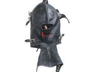 Cowhide Leather Mask Hood Costume Reenactment Gear remove-able Blindfold & mouth cover