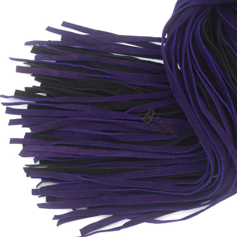 Real Genuine Cow Hide Suede Leather Flogger 75 Falls Purple & Black Heavy Duty Thuddy whip - Leather Bond