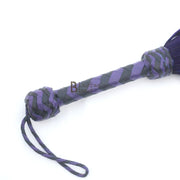 Real Genuine Cow Hide Suede Leather Flogger 50 Falls Purple & Black Heavy Duty Thuddy whip - Leather Bond