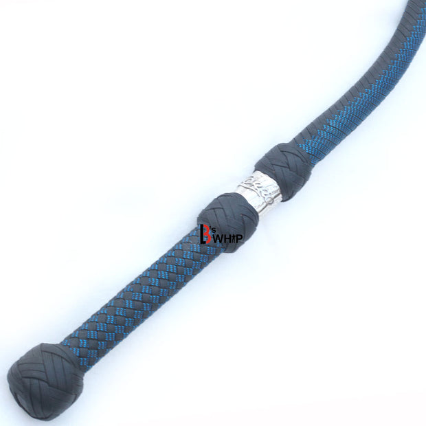 Zoro Whip 6, 8, 10, 12, 14 and 16 Feet long 16 Strands Zoro Bullwhip Black Para Cord Nylon Bull Whip with Leather Plaited Bellies - Leather Bond