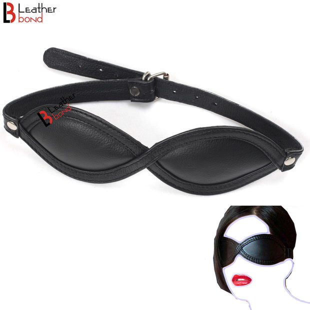 Blindfold Real Cowhide Leather and Soft Padded Blind Fold For Fetish Play BDSM Play Bondage Restraint
