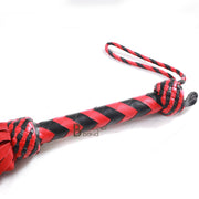 50 Falls Real Genuine Cowhide Suede Leather Flogger Red & Black Heavy Duty Thuddy whip - Leather Bond