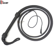 Indiana Jones Style Whip 06 to 16 Feet 12 Strands Bullwhip Black Para Cord Nylon Bull Whip with Leather Plaited Bellies - Leather Bond