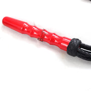 Real Genuine Cow Hide Leather Flogger 9 Braided Falls & Red Rose Heavy Duty Cat-o-nine Tails Flogger - Leather Bond