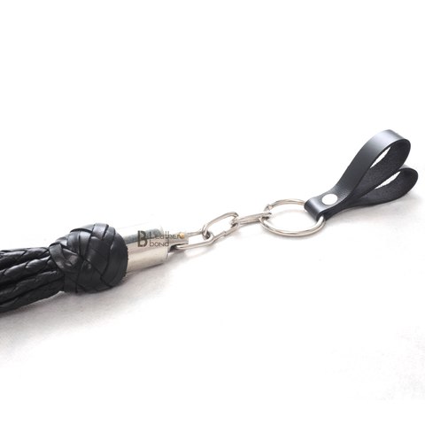 Real Genuine Cow Hide Leather Finger Flogger 15 Braided Falls Black Heavy Duty Thuddy Flog whip - Leather Bond