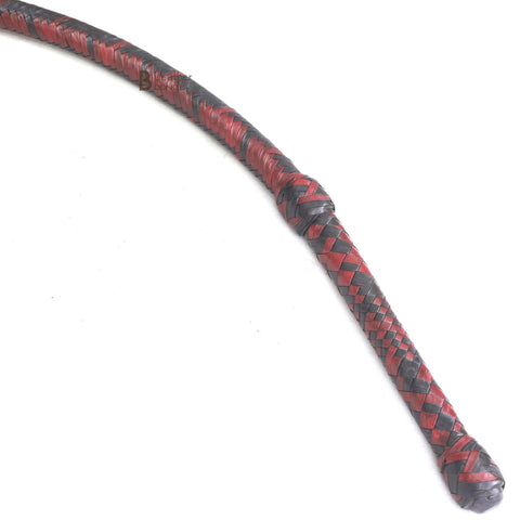 Bull Whip 6, 8, 10, 12, 14 & 16 Feet long 16 Strands Kangaroo Hide Leather Equestrian Bullwhip Leather Belly and Bolster Inside, Indiana Jones Red and Black - Leather Bond