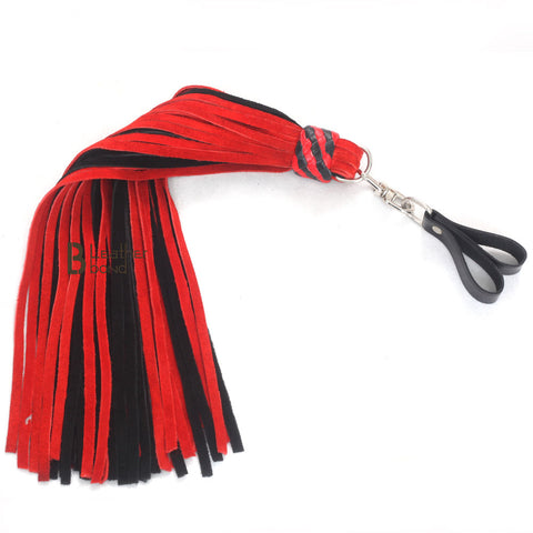 Real Genuine Cowhide Suede Leather Finger Flogger 50 Falls Black Heavy Duty Thuddy Flog whip - Leather Bond
