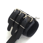 100% Genuine Leather Back Wrist & Bicep Cuffs Restraint Bondage Back Slave BDSM - Leather Bond