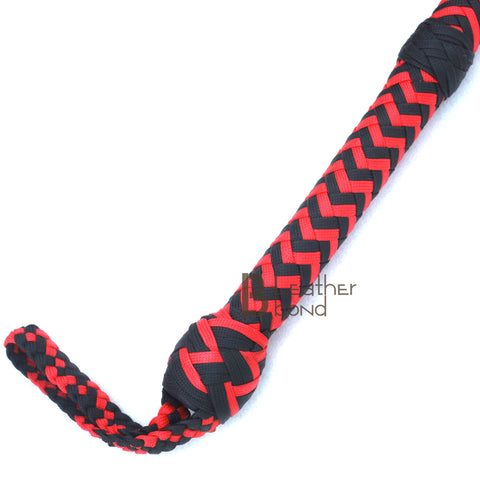 Whip 6, 8, 10, 12, 14 & 16 Feet 16 Strands Bullwhip Para Cord Nylon Bull Whip with Leather Plaited Bellies - Leather Bond