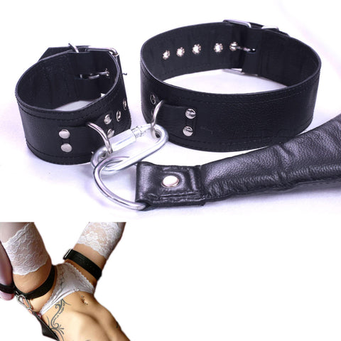 Cowhide Leather Sex Posture Sling with Wrist, Ankle & Thigh Cuffs and Connectors Restraint Bondage Play - Leather Bond