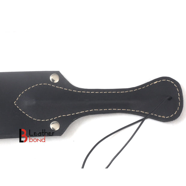 Real Cowhide Saddle Leather Spanking BDSM Paddle Slapper Thick, Weighty Hand Made Black - Leather Bond