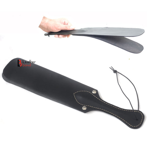 Real Cowhide Saddle Leather Spanking BDSM Paddle Slapper Thick, Weighty Hand Made Black - Leather Bond
