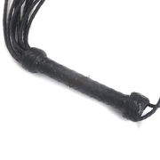 Real Genuine Cow Hide Leather Flogger Cat O Nine Braided Falls Sturdy knots 09 Falls Flogger Black - Leather Bond