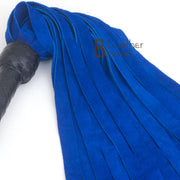 Real Genuine Cowhide Suede Leather Flogger 25 Falls Blue & Black Heavy Duty Thuddy whip - Leather Bond
