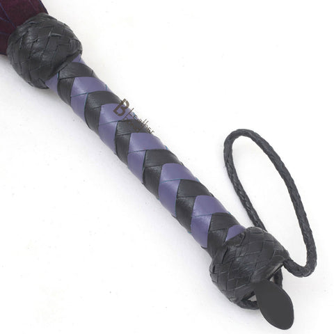 Real Genuine Cow Hide Suede Leather Flogger 25 Falls Purple & Black Soft Suede Leather - Leather Bond