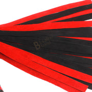 Real Genuine Cow Hide Suede Leather Flogger 25 Falls Red & Black Soft Suede Leather - Leather Bond