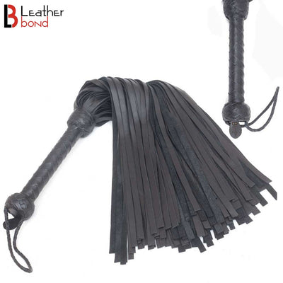 Real Genuine Cow Hide Leather Flogger 100 Falls Black Heavy Duty Thuddy whip