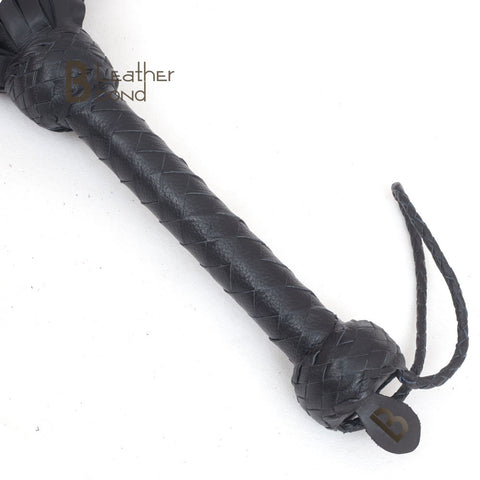 Real Genuine Cow Hide Leather Flogger 100 Falls Black Heavy Duty Thuddy whip - Leather Bond