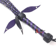 Copy of Real Leather Flogger Bull Hide Leather Flogger whip 09 Braided Falls Cat-o-nine Tails Steel Studs Purple Black - Leather Bond