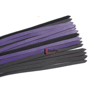 Real Genuine Cowhide Leather Finger Loop Flogger 25 Falls Purple Black Heavy Duty Thuddy Flog whip - Leather Bond