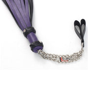 Real Genuine Cowhide Leather Finger Loop Flogger 25 Falls Purple Black Heavy Duty Thuddy Flog whip - Leather Bond