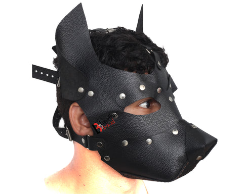 Genuine Cowhide Leather Puppy Dog Mask Hood Costume Reenactment Gear Puppy or Pet play Mask Handmade