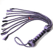 Real Genuine Cowhide Suede, Leather Flogger Cat O Nine Braided Falls Purple & Black - Leather Bond