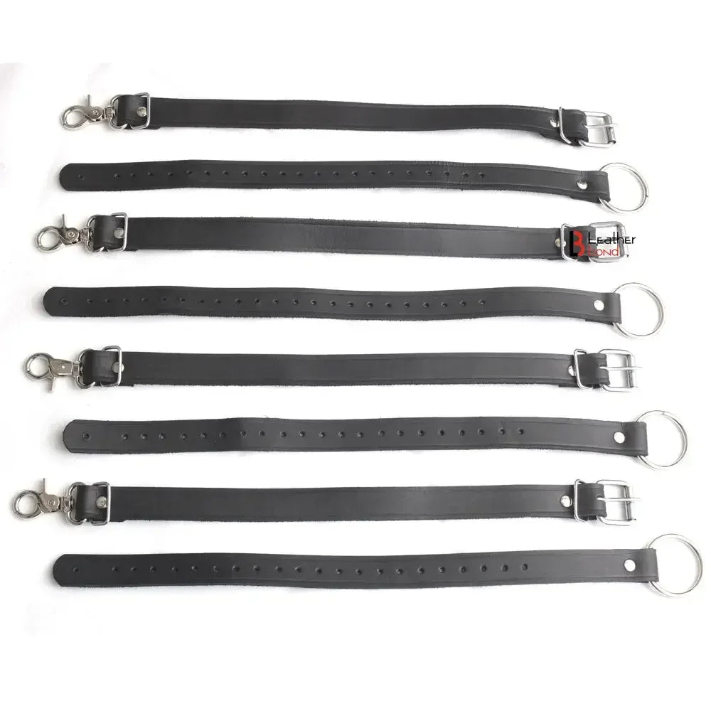 leather gear bdsm 4 Bed Restraints Leather Straps BDSM Gear